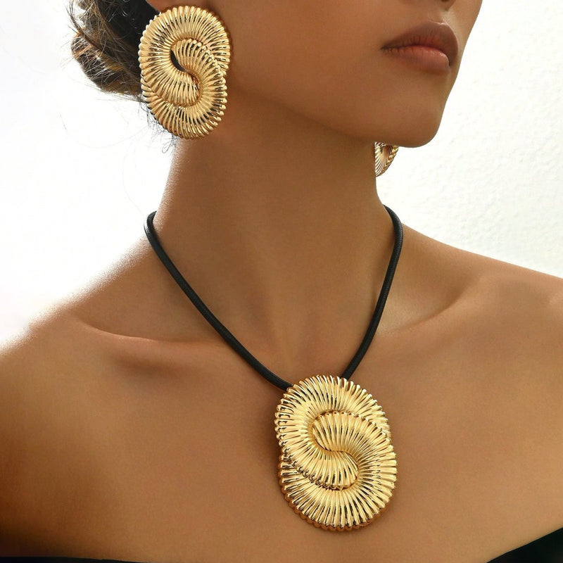 Glamorous Golden Spiral Jewelry Set  - A Statement Of Elegance