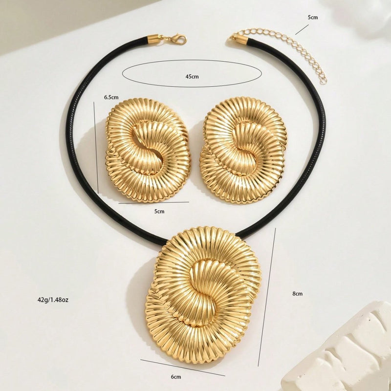 Glamorous Golden Spiral Jewelry Set  - A Statement Of Elegance